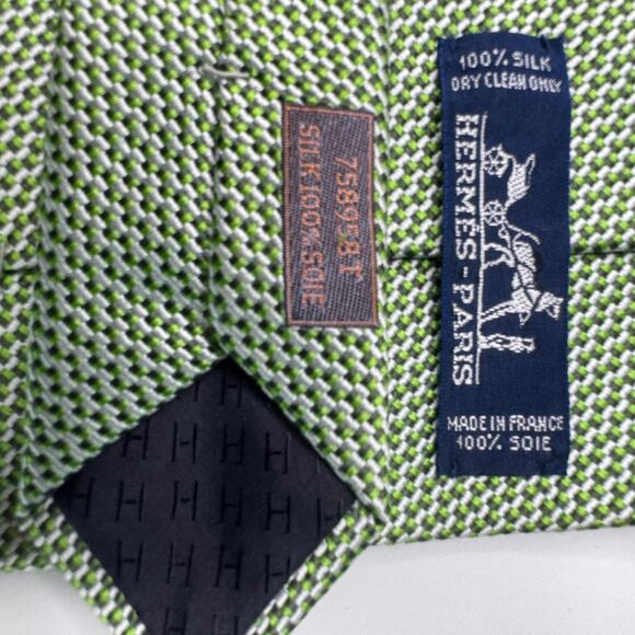 Authentic Hermes 100% Silk Mens Neck Tie Gray Made France - Picture 9 of 11